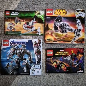 4 Lego Instruction Booklets 2 Star Wars 2 Marvel